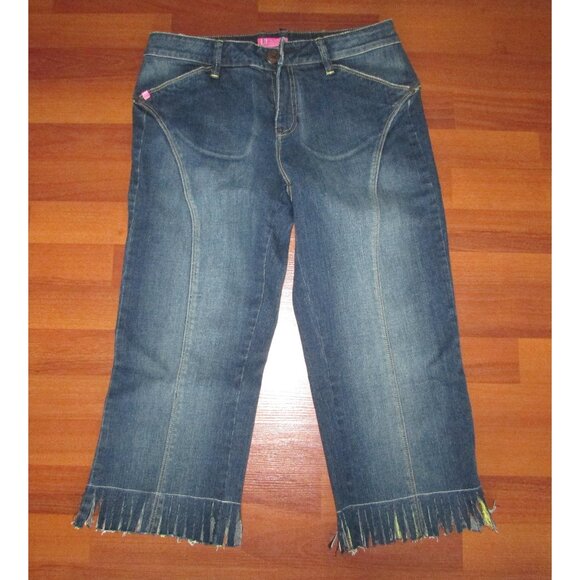 BCBGirls Denim Fringed Capris - Sz 10 - NEW - Picture 1 of 10